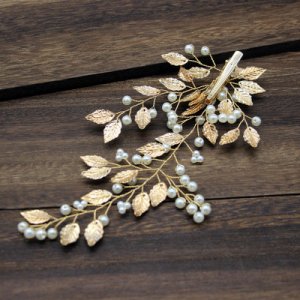 Headpiece Crystal Pearl Wedding Hair Clips for Women and Girls